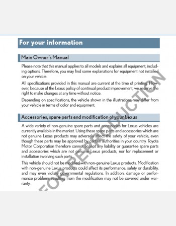 lexus ls 600h 2015-2016 owners manual